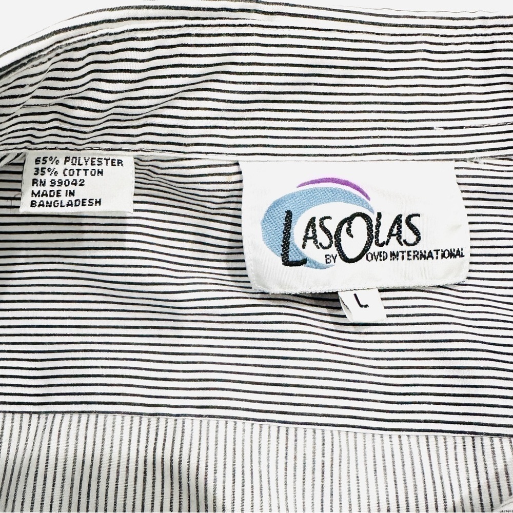 Vintage Las Olas Nautical Embroidered & Embellished Button Down Striped Shirt - Picture 6 of 6